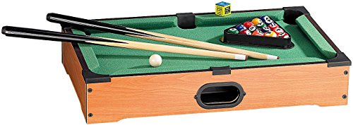 Playtastic Mini Billard: Mini Billardtisch mit 2 Queues & 16 Kugeln (Billiard, Tischbillard, Pool)