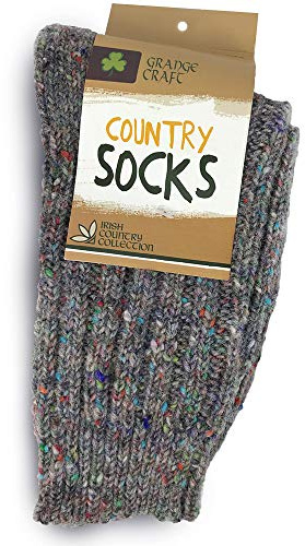 Grange Craft 100% Irish Wool Socks for Women and Men, Quality Irish Wool Socks (Large, Flecked Dove Grey)
