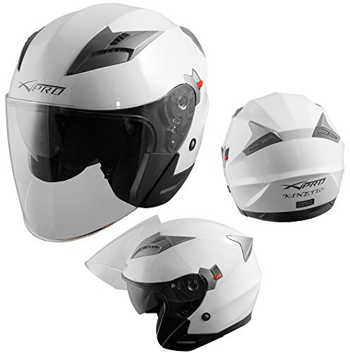 Motorradhelm Helm Sturzhelm Jethelm Roller Innensonnenblende Visier Weiß XL