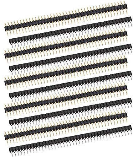 CLDIY Stift- und Buchsenleiste (5 Paare), vergoldet (ROHS), einreihig, runder Stift 140, 40 P, gerade Nadel, Stiftleiste für Leiterplatten 2,54 mm, Stiftleiste für Computer und Steckbrett, goldfarben