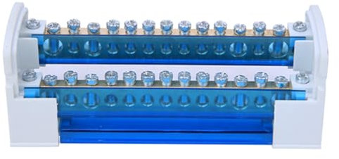 Morsettiera di terra modulare, scatola di giunzione monofase a 2 livelli su guida DIN in ottone, 2 ingressi 28 scatola di distribuzione terminali di uscita