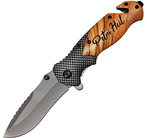 Taschenmesser mit Gravur Holz Messer Outdoor Klappmesser mit Holzgriff Männer Geschenk