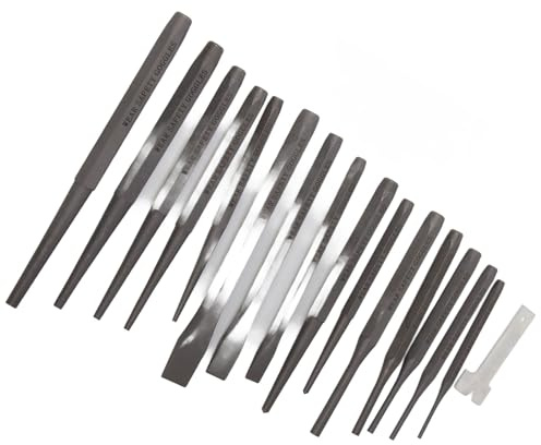 16Pcs Punch Cold Chisel Set, Heavy Duty Centre Punch and Chisel Set, Pin Centre Tapered Chisel Punch Set for Punching Work