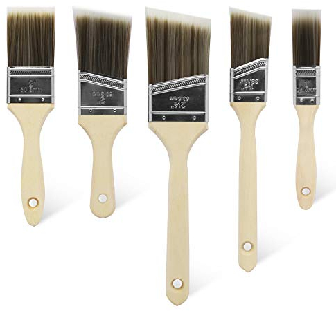 5 Stück Flachpinsel Set zum Holz streichen Pinsel für Lasur und Farbe Profi Malerpinsel aus Kunstfaser Kein Borstenverlust