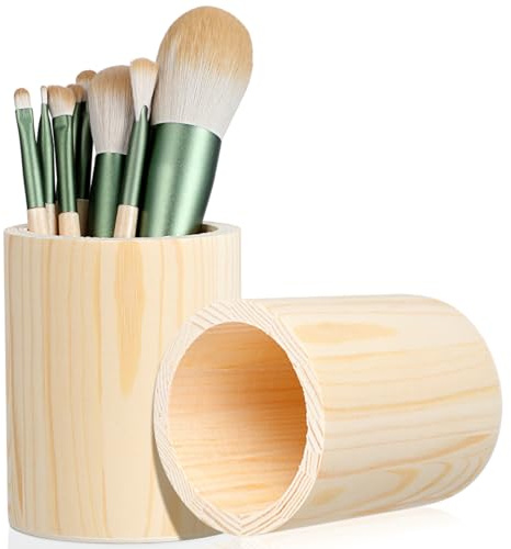 MILISTEN 2 Stück Stiftehalter aus Holz - Naturbelassener Stiftbecher Rund - Schreibtisch-Organizer & DIY Holzbehälter für Pinsel, Stifte & Basteln - Home-Office & Dekoration (10 x 8 cm)