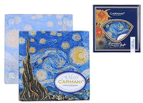 CARMANI - Posavasos de cristal, almohadilla de vidrio con Vincent Van Gogh, la noche estrellada
