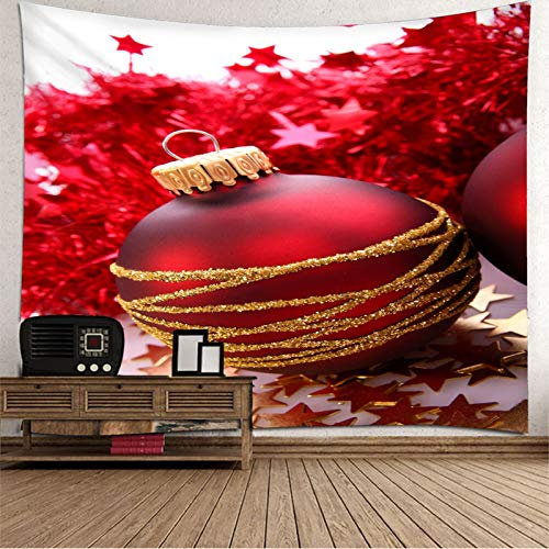 Banemi Wandteppich Wandbehang, Weihnachtsdekoration Kugel und Sterne Rot Polyester Gobelin Paare 240X220cm