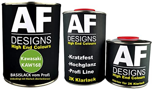 Alex Flittner Designs 1,25 Basislack Set für Kawasaki KAW168 Lime Green | 1,25 l Basislack + Klarlack Set für Kawasaki KAW168 Lime Green 2004