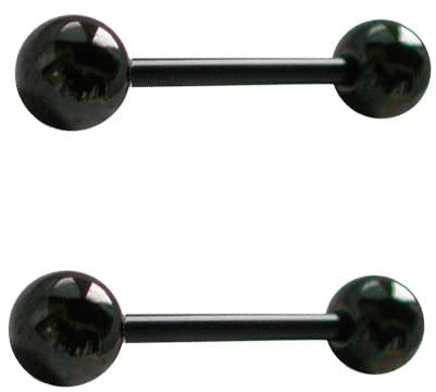 DENI 2 Piercings lengua negros con barra flexible 16mm de largo, material bioplast antialergico