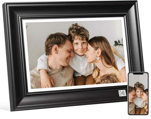 KODAK Digitaler Bilderrahmen WLAN, Hölz Digitale Fotorahmen 10 zoll mit FHD 1920*1200 Touchscreen, 32 GB Speicher, Cloud Elektronischer Bilderrahmen Teilen Sie Fotos und Videos mit Familie und Freunde