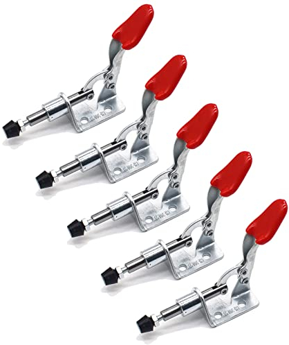 Brateuanoii 5 Stück Schnellspanner Kniehebelspanner Set, Toggle Clamp 301AM, Metall Horizontal Schnellspanner, Anti-Rutsch Vertikale Clamp, Push Pull Toggle Clamp, Für Den Maschinenbetrieb, Zimmerei