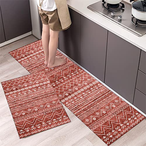 Tapis de Cuisine Brique Rouge Tapis Cuisine Devant Evier Long Antidérapant et Lavable Ensemble Universel Salon Couloir Douche Entree Porte