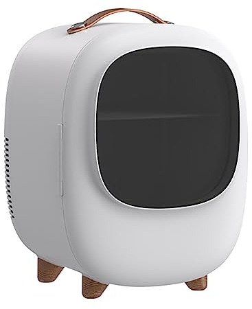 MegLob 8L Retro Mini Refrigerador, Desktop Personal Descripción De Productos Para El Cuidado De La Piel Nevera De Belleza, Medicina De Bebidas De La Láspides 8 * 330 Ml,Blanco