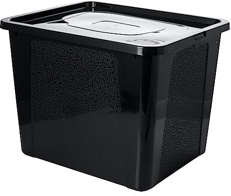 EDANTI Aufbewahrungsbox Mit Deckel Kunststoffbehälter Container (30 L, Schwarz)