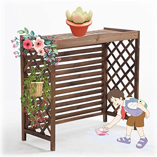 Window Air Conditioning Protective Cover for Outside Units, Wall-Mounted Outdoor Solid Wood Condenser Frame, Wooden Air Conditioning Fence Screen, Decorative Privacy Grille, Anti - Theft/Dustproof (S