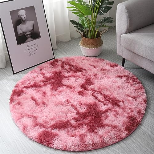 Nyescasa Hochflor Teppich Langflor Modern Flauschig Weich Rund für Wohnzimmer Kinderzimmer Schlafzimmer Flur Läufer Rot Shaggy Innen 140cm