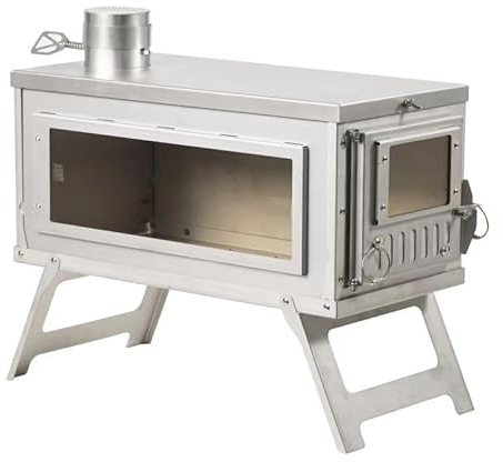 Réchaud de camping en acier inoxydable 304, ultraléger, pliable, portable, avec tuyaux de cheminée et amortisseur rotatif, réchaud de tente pour chauffage et cuisine