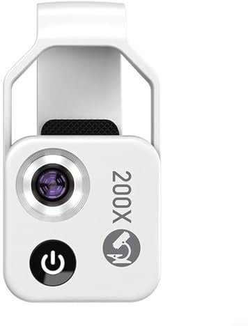Microscopio móvil MS002, microscopio portátil para teléfono móvil 200X HD, lente de microscopio de teléfono con luz LED ()