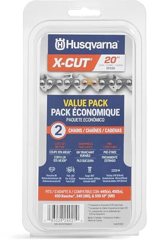 Husqvarna X-Cut SP33G 20 Inch Chainsaw Chain for Outdoor Tools, 2-Pack Gray
