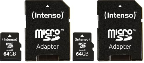 Intenso microSDXC 64GB Class 10 Speicherkarte inkl. SD-Adapter, schwarz (Packung mit 2)