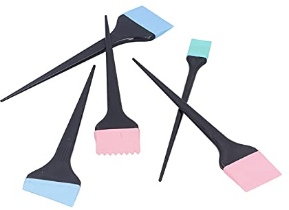 Ensemble de 6 pinceaux silicone coloration cheveux racines | Teinture rapide sans taches avec manches longs protège-mains, pénétration ciblée racines, précision mèches fines, résultat