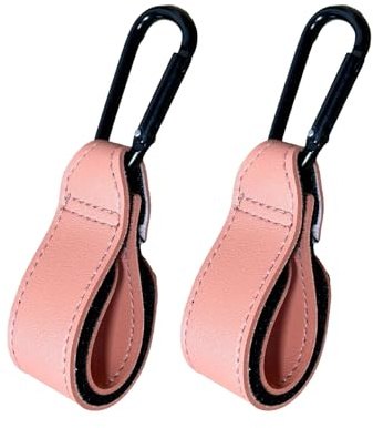 ZXCHOME 2 Pièces Crochet poussette, poussette accessoires- crochet universel pour poussette,Mousqueton pour accrocher les sacs à provisions, les sacs et les pochettes sur la poussette,Universel,rose