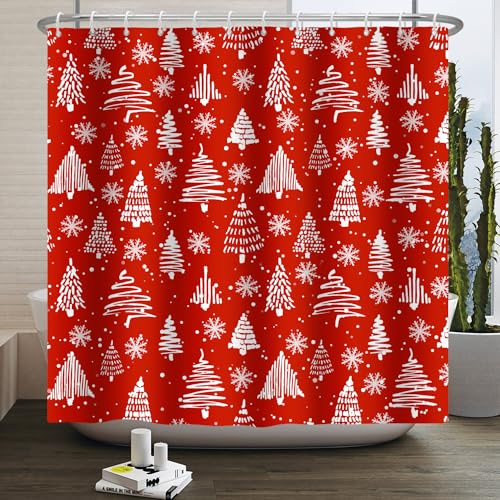 Duschvorhang Abstrakter Weihnachtsbaum Duschvorhang Stoff Polyester Badevorhang Duschvorhang Wasserdicht Antischimmel Shower Curtains mit 12 Duschvorhangringen Duschvorhang Badewanne 200x220cm