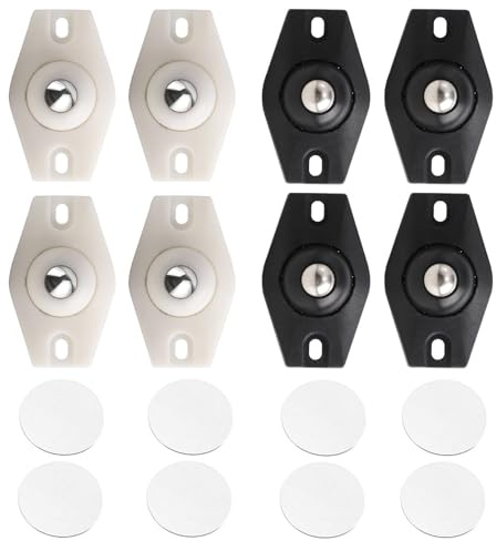 DHWEKU Confezione da 8 Rotelle Girevoli Autoadesive a 360 Gradi,Mini Rotelle Girevoli Autoadesive,Rotelle per Tutti i Tipi di Scatole di Immagazzinaggio,Piccoli Mobili,Bidoni della Spazzatura