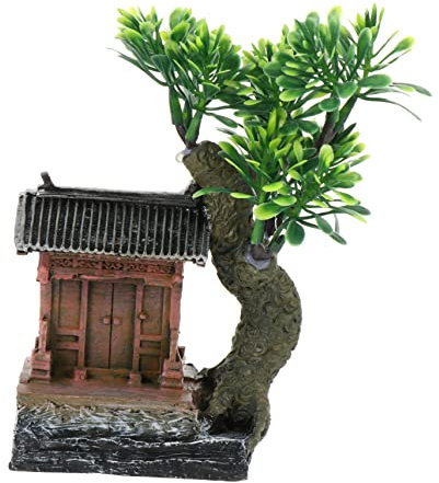 BCOATH Aquarium Dekoration Aus Hochwertigem Harz Nostalgisches Haus-Design Lebendige Landschaftsornamente Für Aquarien Pflegeleichte Fisch Tank Zierde