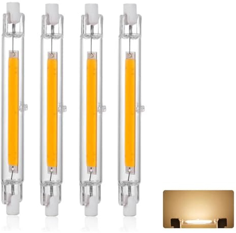 Lampadine LED R7S 118mm 20W, 230V Dimmerabile LED COB Lamp, Bianco Caldo 3000K 2000 Lumen, Equivalente Lampada Alogena J118 200W, Fascio 360°, Riflettore di Ricambio Proiettore Lineare Luce, 4pcs