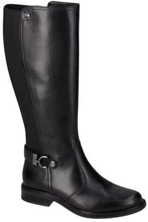 Valleverde 17105 Stivali Casual Donna Pelle Nero Tacco Grosso 3Cm Suola Gomma Gambale Ginocchio