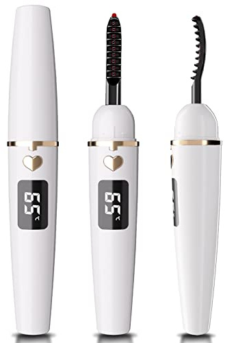 EYECURL Heated EyeLash Curler, Heated Lash Curler, Intelligent Power Off Rechargeable Eyelash Curler Heated Quickly By Steel Wire for 24 Hs Long Lasting Makeup (Bright White, X8-132 mm)
