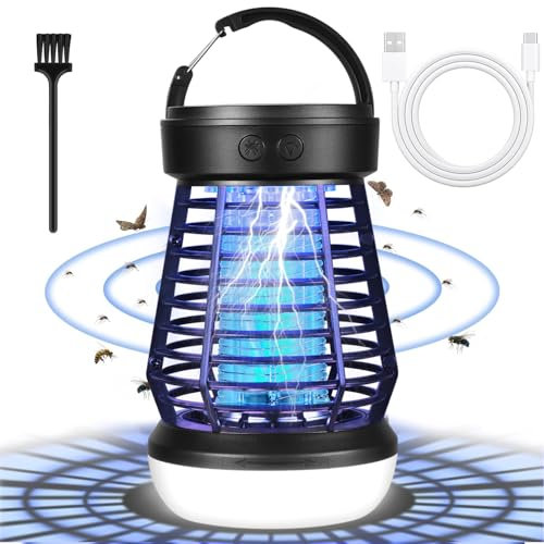 Destructeur d'insectes électrique rechargeable par USB - Efficace - 2000 V - Avec lumière LED - Piège à mouches électrique - Pour moustiques, mites, mouches, araignées