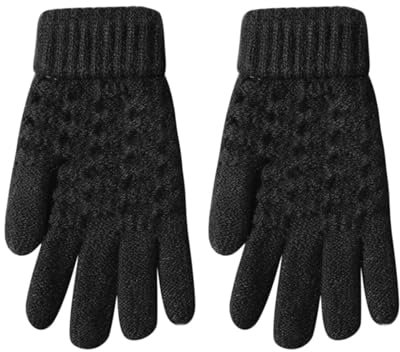 1 Paar Kinder-Handschuhe, Winter, warm, bequem, weich, gestrickt, Samt, Jacquard, Kleidung, Zubehör, praktisch, praktisch, Kinderhandschuhe (schwarz)