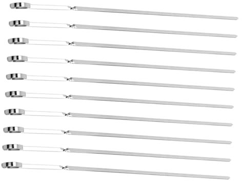 SUPVOX 10pièces Brochettes Plates Acier Inoxydable Épaissi Pour Barbecue Et Pique- Outils Réutilisables Pour Griller Viande Et Légumes