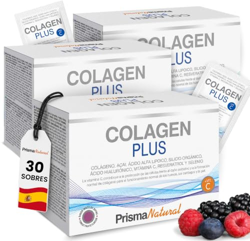 Colágeno Hidrolizado 3 uds. 90 sobres- Colagen Plus Antiaging con Ácido Hialurónico, Silicio Orgánico y Antioxidantes – Apoyo a Piel, Cabello, Uñas y Articulaciones – Fórmula Antiedad - Prisma Natural