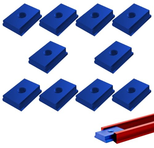 10PCS T Slot Nuts, M8 T-track Slider T-guide Sliding Nut, Aluminium Alloy Woodworking Tool (blue)