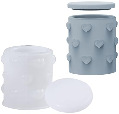 YIZITU Moldes de silicona flexibles de resina con forma de corazón en relieve para crear tarros de almacenamiento individuales y soportes decorativos para macetas