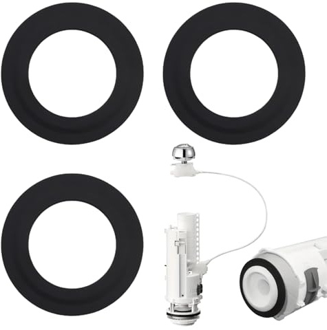 3Pcs Toilet Flush Valve Seal Kit,Compatible with Siamp 49 & 50,Rubber Seal Washer & Gasket Set for Leaking Toilet Repair,Replacement Cistern Seal Ring and Flush Valve Parts for Toilet System,Black