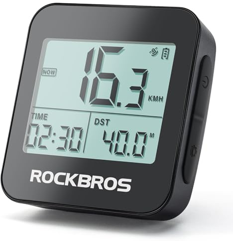 ROCKBROS GPS cykeldator trådlös hastighetsmätare, 2-tums LCD FSTN bakgrundsbelyst skärm, batteri till 55H IPX6 vattentät multisystempositionering med GPS, Galileo, GLONASS, BDS