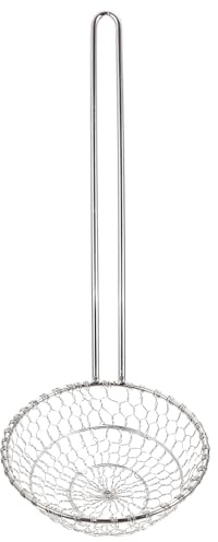 Toyvian Colador de Acero Inoxidable con Mango Espumadera Resistente para Freír y Cocinar Colador Multiuso para Escurrir Pasta y Alimentos Cocina Doméstica y Profesional