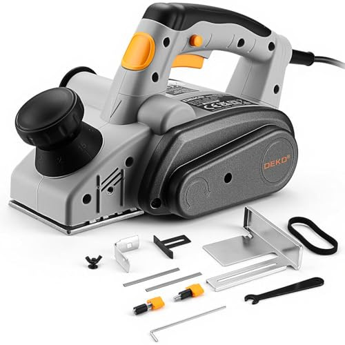 DEKO 800W Electric Hand Wood Planer, 16000rpm Wood Planer, 82mm Planer Blade Width & 3mm Depth, Electric Planer Wood/Door Planer for Woodworking and Door Installation