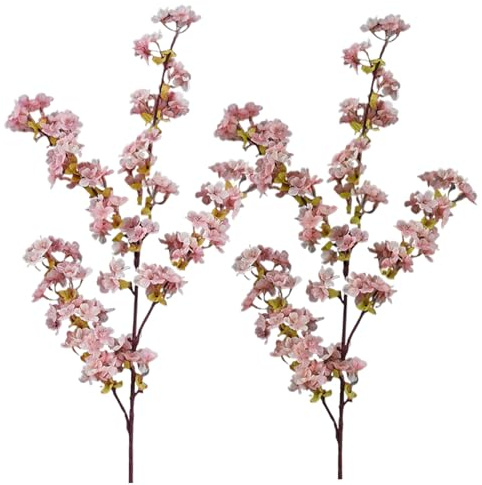 Hperu 2 Ramas Artificiales de Flor de Cerezo de 39 Pulgadas, Flores de Seda realistas para florero, Boda, hogar, decoración DIY, Flores