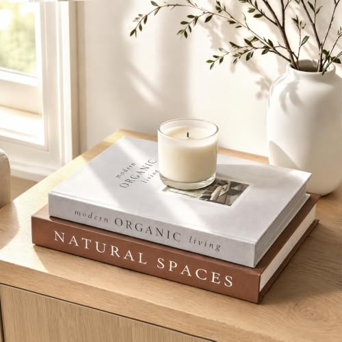 Weldomcor 2 Stück Dekorative Bücher, Ästhetische Chic Deko Bücher mit Magnetverschluss, Stapelbare Moderne Nesting Buchbox Buchattrappe Box für Couchtisch Regale Büro (Braun, Salbei)