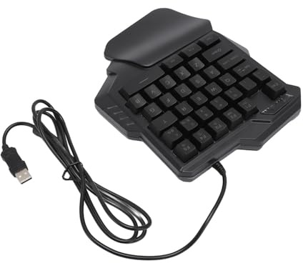SUNGOOYUE Clavier de Jeu à Une Main, 35 Touches Rétroéclairage RVB, Mini Clavier de Jeu Ergonomique avec Repose-Poignet, pour PC Gamer 8 7 Vista ME OS X