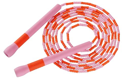 YUEDONG Beaded Skipping Rope, Adjustable Beginner Fitness Rope | Soft segmented feel, steady grip, easy length setup, home workouts, park training, adult and 13+ use