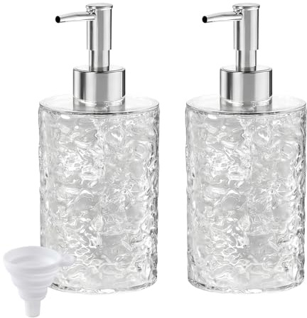 Seifenspender Kunststoff, 2 Stück 400ml Soap Dispenser mit Trichter, Seifenspender Bad, Soap Dispenser Pumpspender für Badezimmer Arbeitsplatte Küche, Transparent