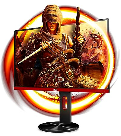 AOC Monitor Italia G2590PX Monitor da Gaming 24.5, FHD 1920 x 1080 a 144 Hz, 1 ms, Speaker, D-SUB, 2 x HDMI, DP, 4 x USB, Nero/Rosso