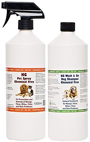 KG Wash & Go No Rinse Pet Shampoo 1000ml Pet Spray 1000ml. Rids & Protects from Mange, Fleas, Ticks, Mites & Itchy Skin Problems, Promotes Hair Re-Growth. SLS, Paraben, Pesticide & Chemical Free