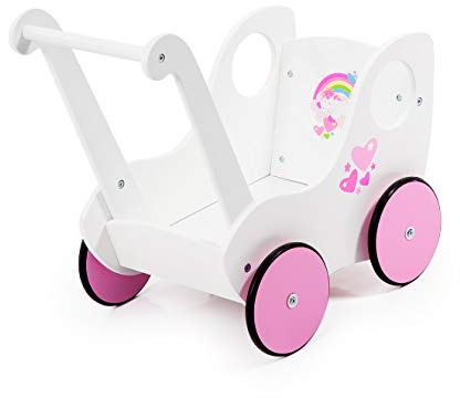 Bayer Design 52403AA Lauflernwagen aus Holz Princess World, Schiebewagen, weiß, pink